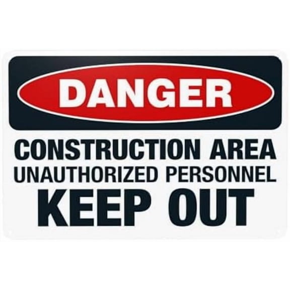 Construction Area Unauthorized Personnel Keep Out Warning Sign, Construction Security Metal Signs for Home Business Road Yard Garage Street Wall Safety Caution Custom Decor 12 x 8 Inch