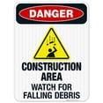 thumbnail image 1 of Construction Area Watch For Falling Debris Sign, OSHA Danger Sign, 18x24 Reflective Aluminum EGP, 1 of 1