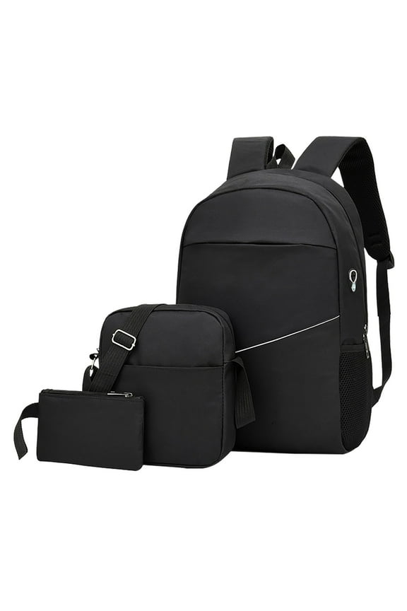 Construction Backpack Three-piece Backpack Men's Computer Backpack Casual Junior High School Elementary School Student Backpack Korean Version Female Outdoor Travel Bag