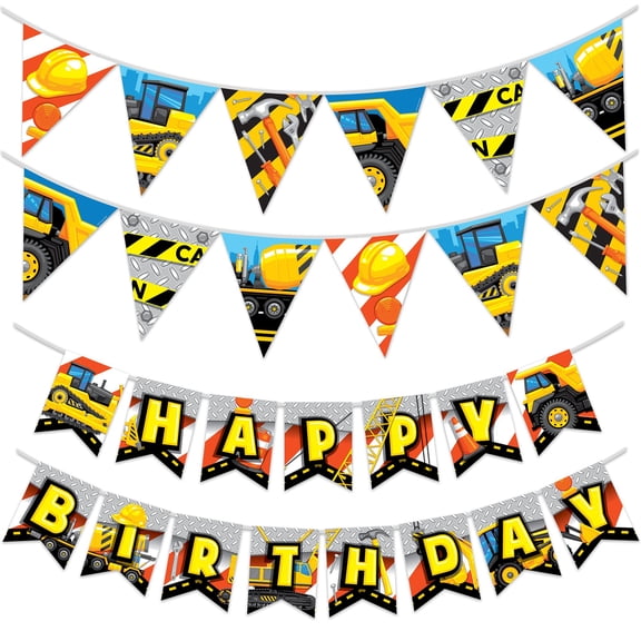 Construction Banner & Pennants Kit - Construction Party Supplies