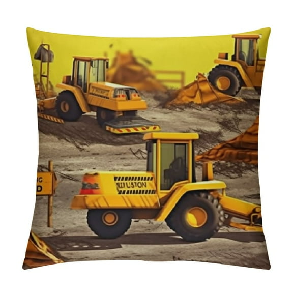 Construction Bed Sheet Excavator Truck Fitted Sheet for Kids Boys Girls Cartoon Car Bedding  Pillowcase Twin Size (No Flat Sheet)
