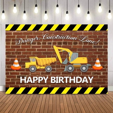 Custom Construction Birthday Banner - Personalized Party Decorations Backdrop