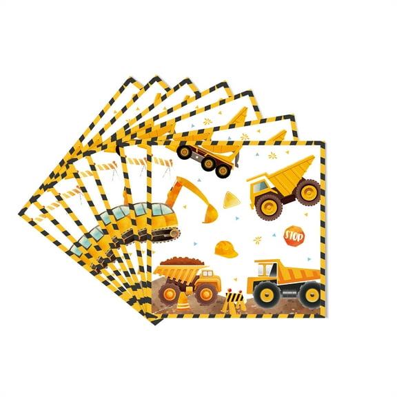 Construction Birthday Party Plates and Napkins Set Dump Truck Birthday Party Decorations Supplies Construction Tableware Construction Themed Party Favors for Boys Birthday Serves