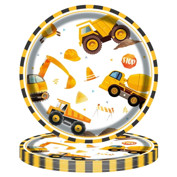 Construction Birthday Party Supplies,Construction Birthday Decorations,Engineering Car Party Tableware,Disposable Birthday Party Tableware Set(Yellow Car 24pcs Plates 7in)from ANMUYUM