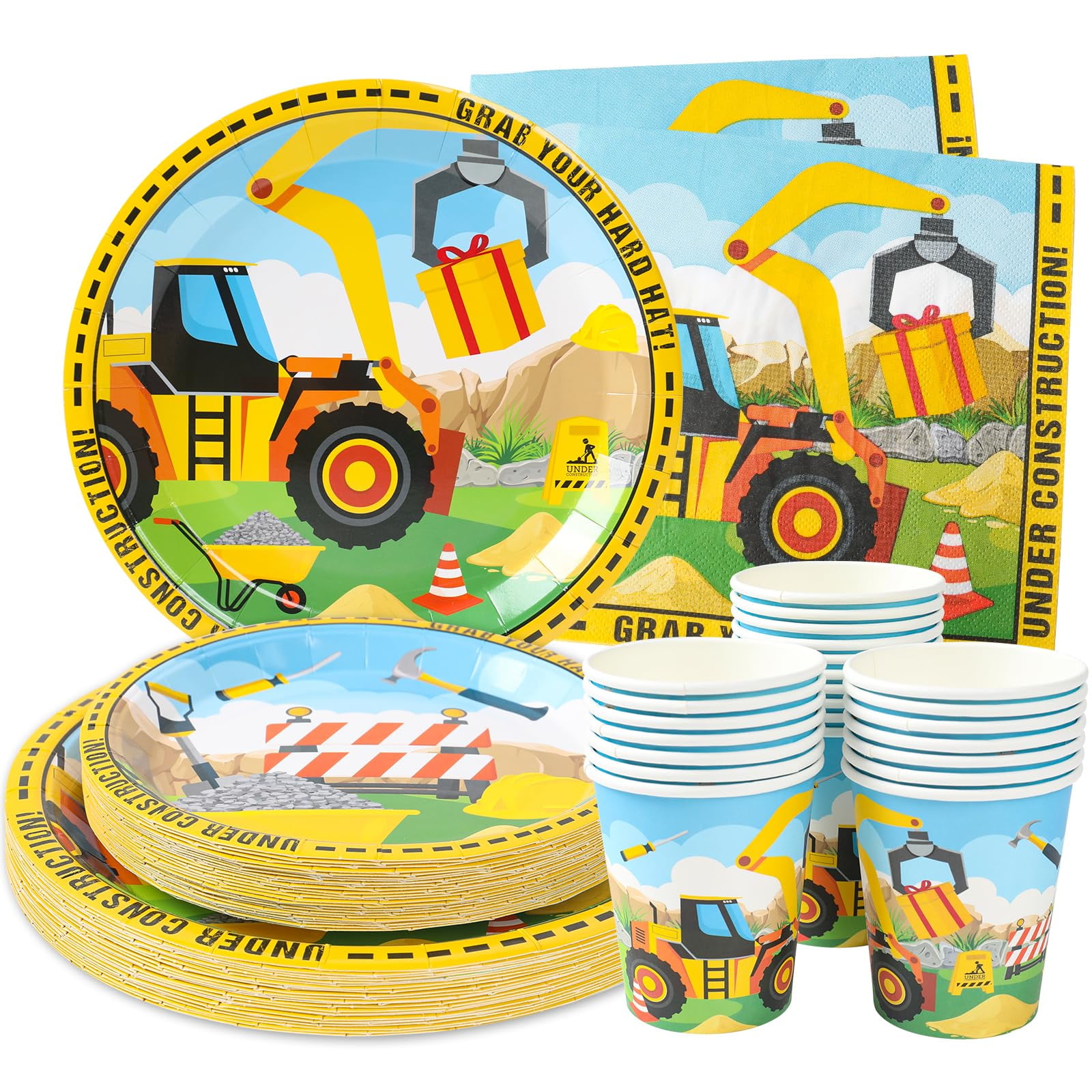 Construction Birthday Party Supplies OIF8 (Serves 24) Dinner Plates