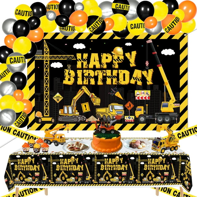 Hegbolke Construction Birthday Party Decoration Kits, 180 cm Plastic ...