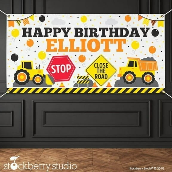 Construction Birthday Vinyl Banner Personalized
