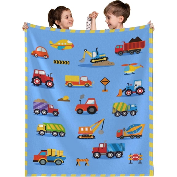 Construction Blanket Kids Throw Blanket, Fleece Toddler Blanket for Boys Girls, Cute Design Cars Trucks Blanket for Kids, Soft Cozy Warm Kids Blanket for Boys 40"X50"