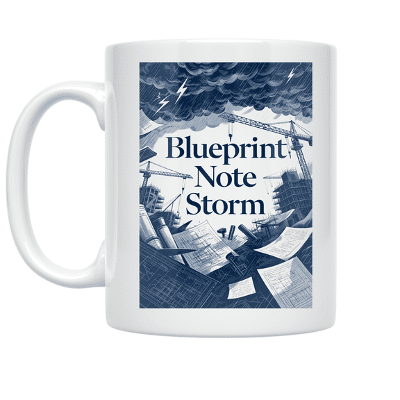 Construction Blueprint Note Storm Art - Architect Enthusiast - 11 oz Ceramic Coffee Mug