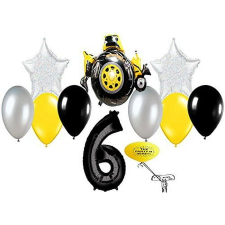 Construction Bull Dozer Party Balloons With #6