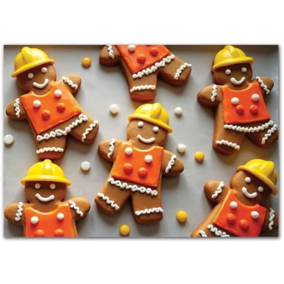 Construction Christmas Cards  50-Pack Bulk Corporate Holiday Cards for Builders, General Contractors, Traffic, Utility & Road Maintenance Companies, Gingerbread Work Crew Design