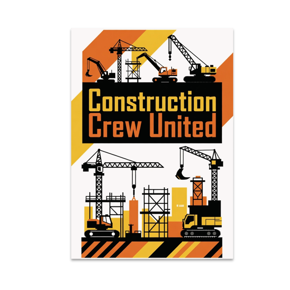 Construction Crew United Wall Art - Teamwork Decor - 13x19 Poster Print