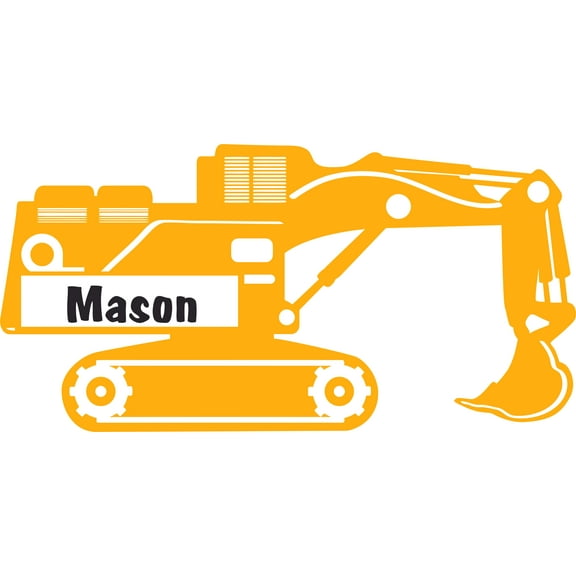Construction Digger Truck Equipment Customized Wall Decal - Custom Vinyl Wall Art - Personalized Name - Baby Girls Boys Kids Bedroom Wall Decal Room Decor Wall Stickers Decoration Size (20x40 inch)