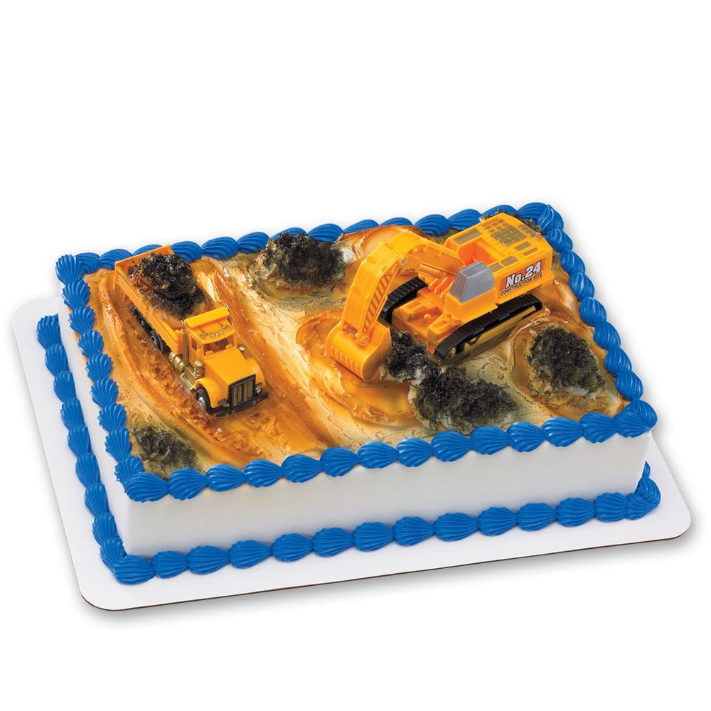 DECOPAC Construction Dump Truck and Digging Crane Cake Topper - National Cake Supply
