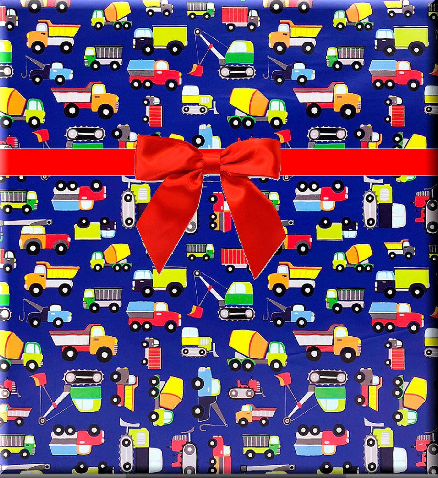 Construction Dump Truck and Vehicles Specialty Gift Wrapping Paper -15Foot  Roll with Gift Labels 