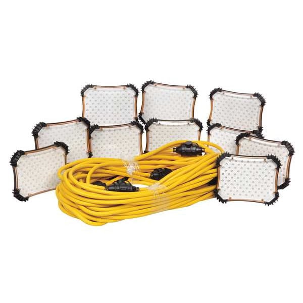 Yellow 100 ft LED Outdoor String Lights with Plastic Lamp Guards