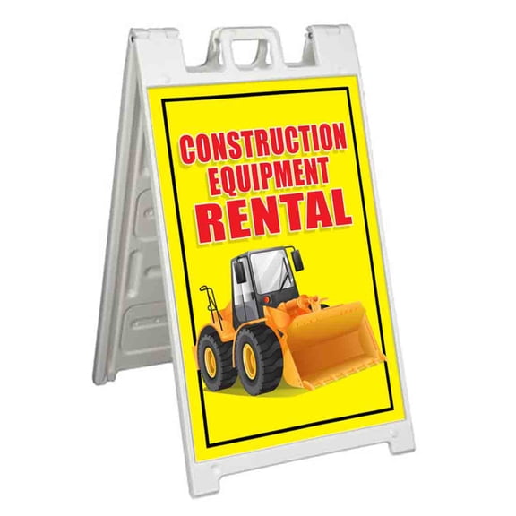 Construction Equipment Rental (24" X 36") Standard A-Frame Signicade, Includes Decal Applied To Stand