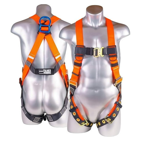 Construction Harness 5 Point Adjustment, Back D-Ring, Grommet Legs, Multiple Styles I OSHA ANSI Compliant