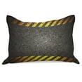 thumbnail image 1 of Construction Knitted Quilt Pillowcover, Abstract Background with Caution Tape Inspired Frame Borders, Standard King Size Pillow Cover for Bedroom, 30" x 20", Dark Taupe Marigold, by Ambesonne, 1 of 2