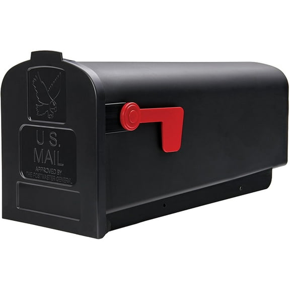 Construction Mailboxes Medium Capacity Plastic Post Mailbox, Black
