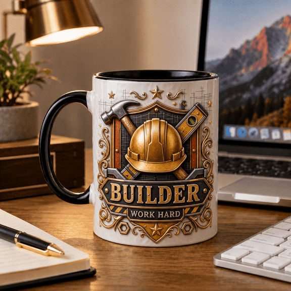 Construction Mug Builder Work Hard Coffee Cup, Builder Gift for Contractor
