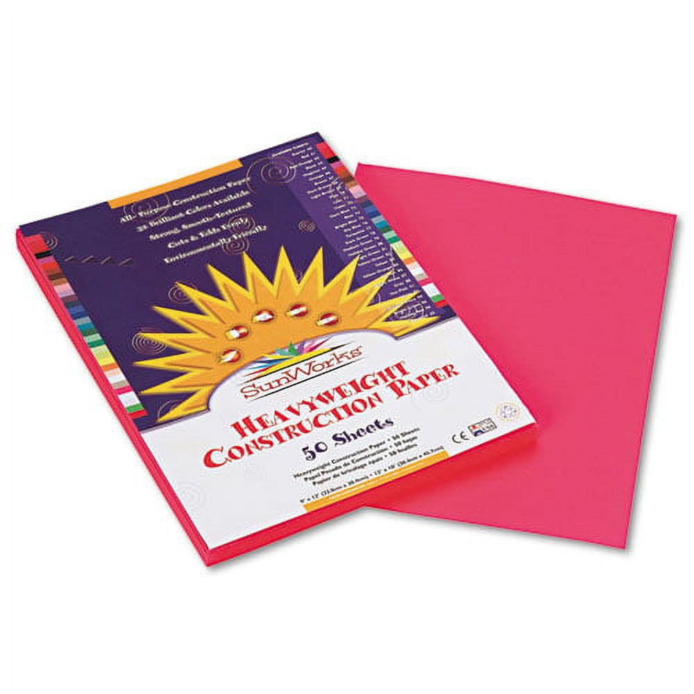 Construction Paper, 58 lb Text Weight, 9 x 12, Hot Pink, 50/Pack | Bundle of 10 Packs
