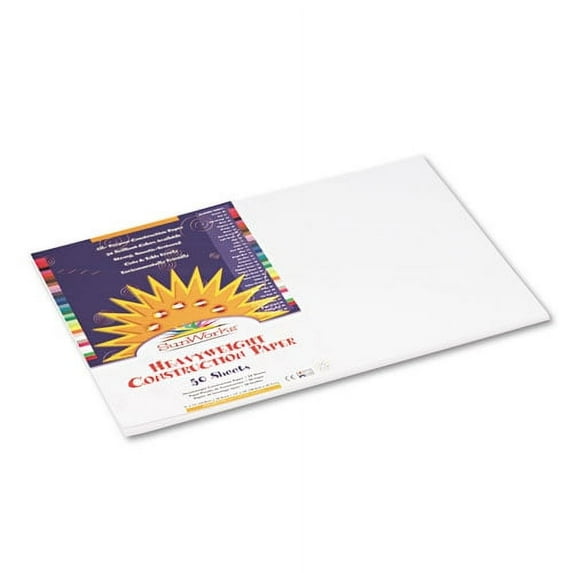 Construction Paper, 58lb, 12 X 18, Bright White, 50/pack | Bundle of 2 Packs