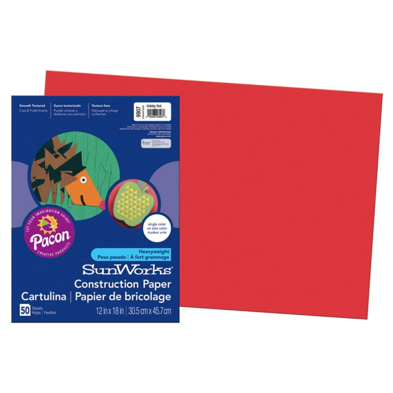 SunWorks Construction Paper, 50 lb Text Weight, 12 x 18, Holiday Red, 50/Pack SunWorks Construction Paper, 50 lb Text Weight, 12 x 18, Holiday Red, 50/Pack