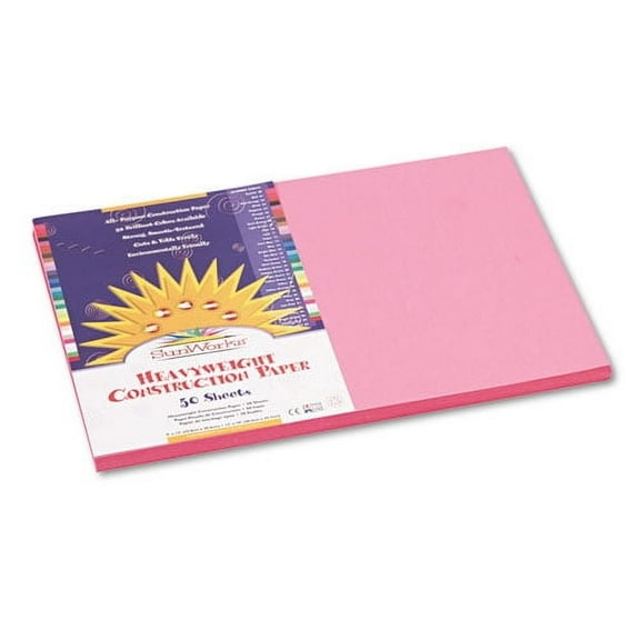 Construction Paper, 58lb, 12 X 18, Pink, 50/pack | Bundle of 2 Packs