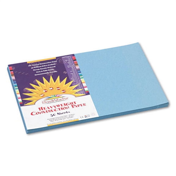 Construction Paper, 58lb, 12 X 18, Sky Blue, 50/pack | Bundle of 2 Packs