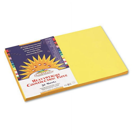 Construction Paper, 58lb, 12 X 18, Yellow, 50/pack | Bundle of 2 Packs