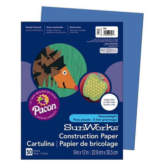 Construction Paper, 58lb, 9 X 12, Blue, 50/pack | Bundle of 5 Packs