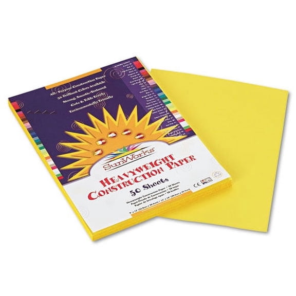 Construction Paper, 58lb, 9 X 12, Yellow, 50/pack | Bundle of 2 Packs