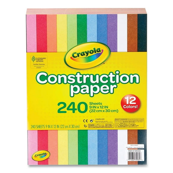 Construction Paper, 9 x 12, Assorted Colors, 240 Sheets/Pack | Bundle of 10 Each
