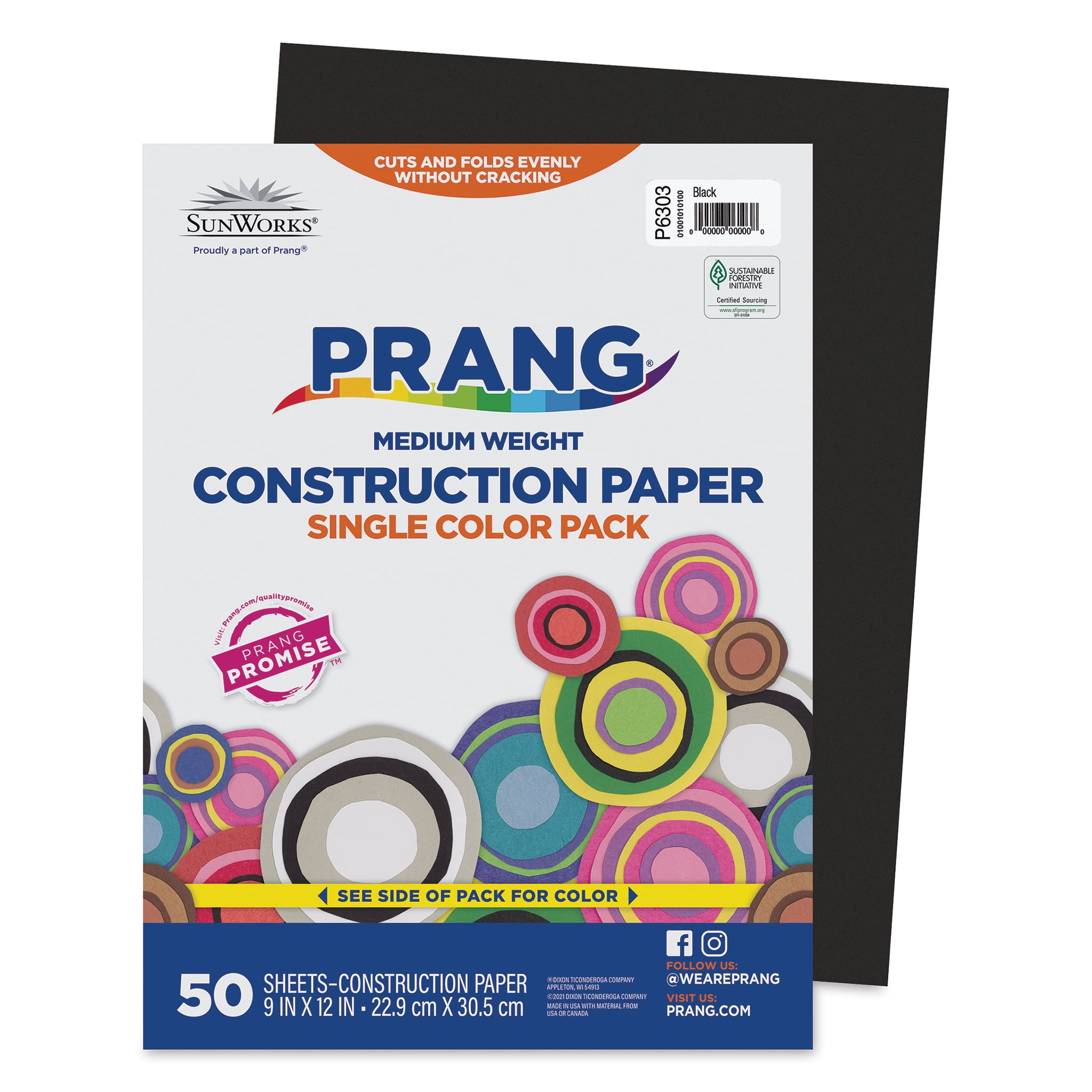 Pacon Construction Paper, Black, 9 x 12 - 50 count