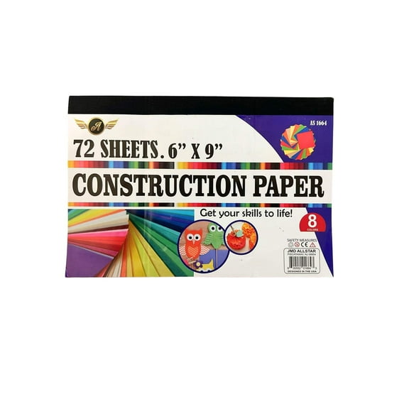 Construction Paper Pad | 6 X 9 Inches, 72Sheets  8 Assorted Colors: 1CT