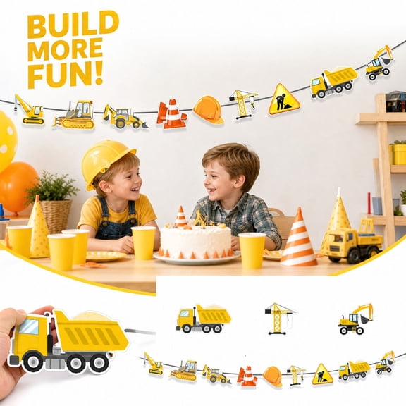 Construction Party Decorations Construction Themed Birthday Banner for Student Birthday Party Supplies Excavator Vehicle Garland for Boys Construction Birthday Party Events