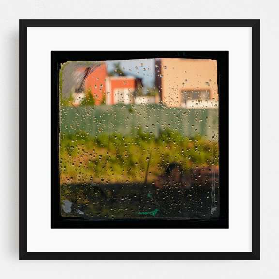 Construction Peephole, 01 - Queens New York Photography Abstract Cityscape Architecture Minimalist Black Framed Wall Art Print 8 x 8 inches