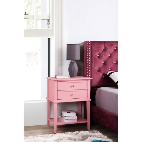 Construction Pink Nightstand With Open Shelf - 28" Height X 22" Width 16" Depth, Easy Assembly Instructions Contemporary Bright For Organization And Stylish Appeal Depth Height, , Guide
