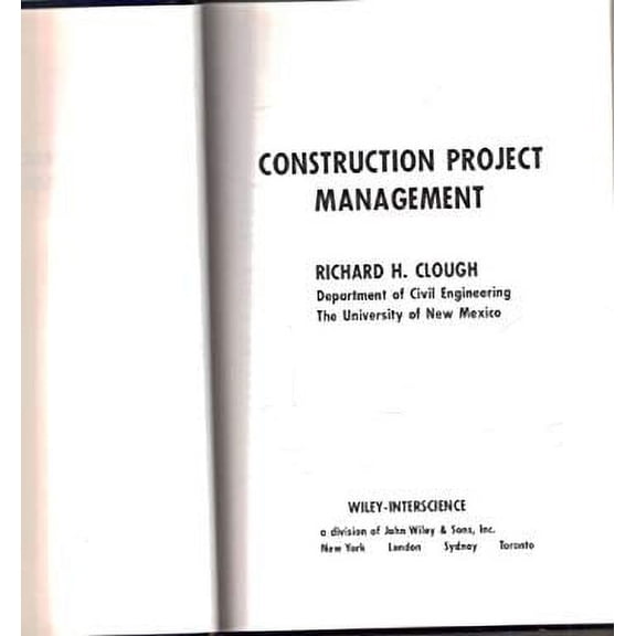 Pre-Owned Construction project management (Hardcover) 0471161020 9780471161028