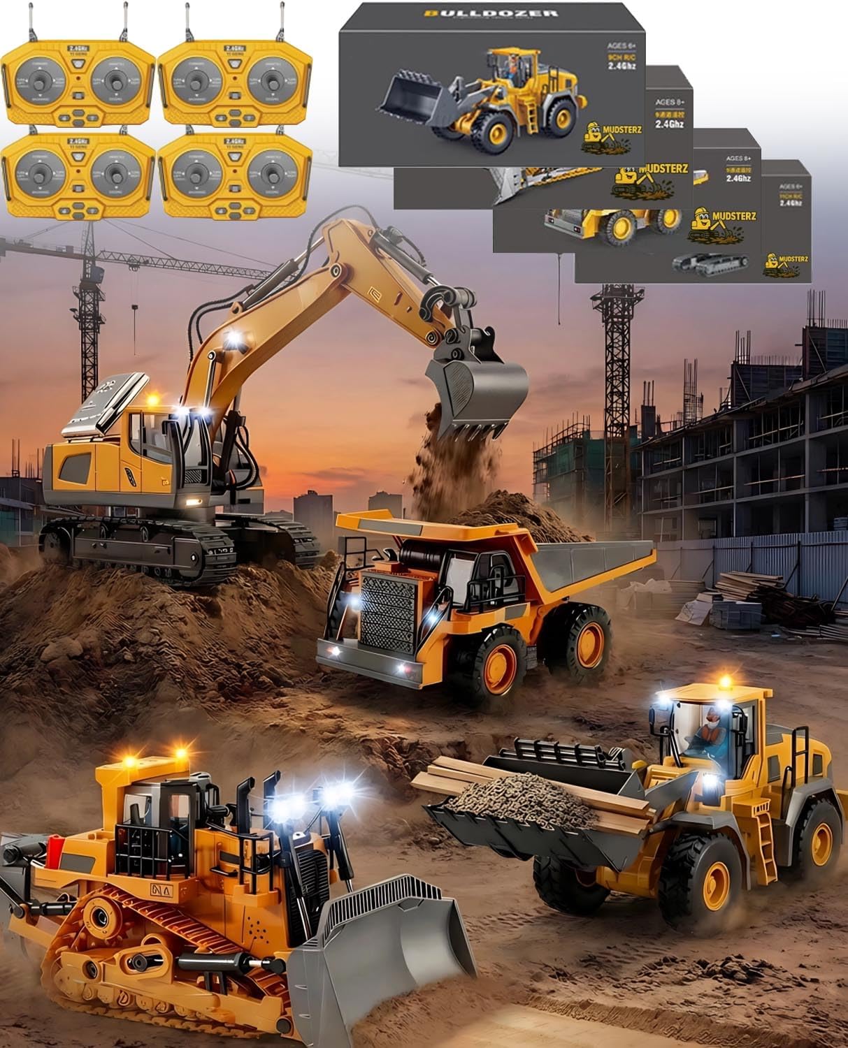 Construction Rc Set of 4, Rc Excavator for Adults, Command The Site ...