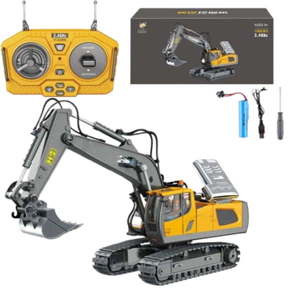 Construction Rc Set of 4, Rc Construction Vehicles, Remote Control Construction Equipment, Alloy Material, with Cool Lights and Sounds (A)