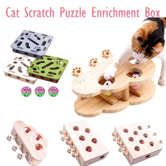 Construction Scene Pet Box Digging Puzzle Toy, Indoor Interactive Enrichment Game for Mental Stimulation and Exercise, Durable Corrugated Board with Random Color Balls, AKLJWH