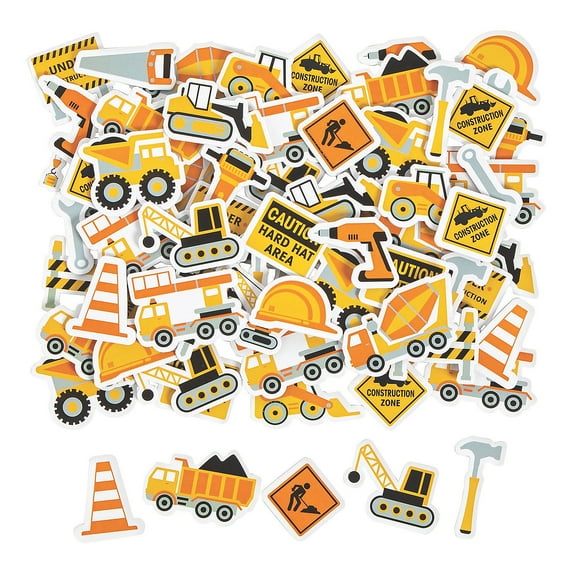 Construction Self-Adhesive Shapes, Craft Supplies, Party Supplies, 300 Pieces