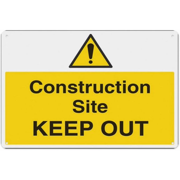 Construction Site Keep Out 8"x12", Aluminum Tin Warning Signs for Home Outdoor Garden, High-Visibility Security Sign