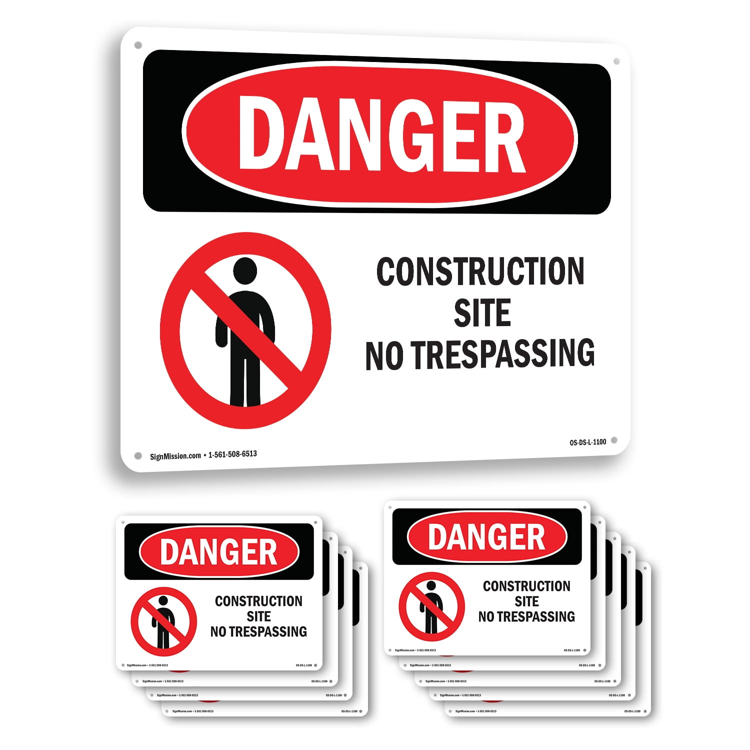 Construction Site No Trespassing OSHA Danger Aluminum Sign 18 Inch x 12 ...
