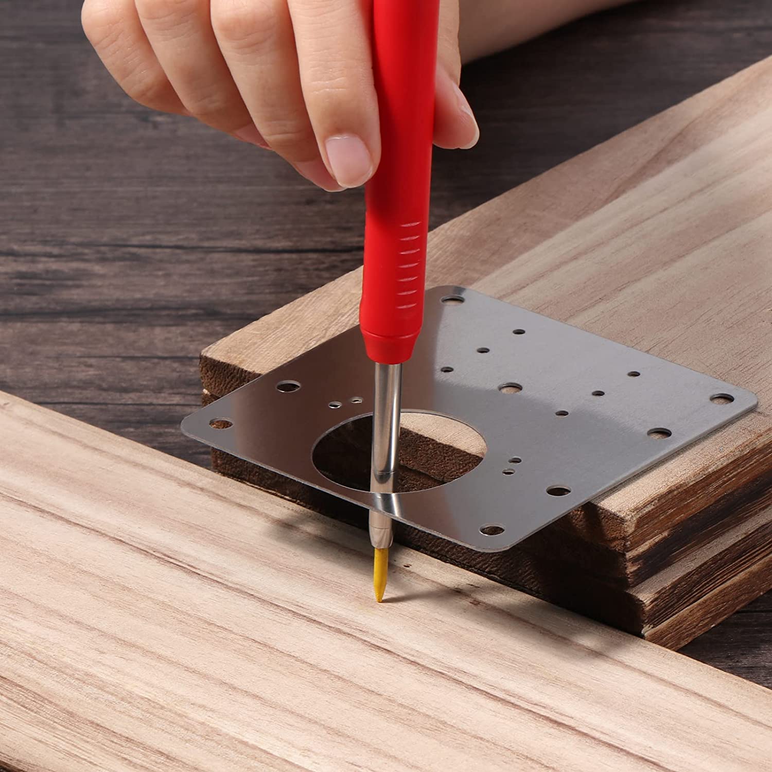 Construction Site Pencil Carpenter Pencil with 7 Refills, Strong and