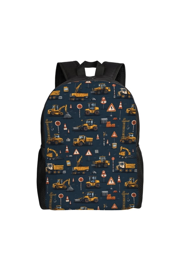 Construction Site Scene Backpack with 15 Inch Laptop Compartment,Water-Resistant Daypack, Large Capacity Backpack with Adjustable Breathable Shoulder Straps for Daily Use Travel Gym