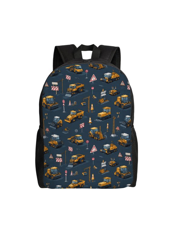 Construction Site Scene Backpack with 15 Inch Laptop Compartment,Water-Resistant Daypack, Large Capacity Backpack with Adjustable Breathable Shoulder Straps for Daily Use Travel Gym