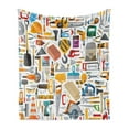 thumbnail image 1 of Construction Soft Flannel Fleece Throw Blanket, Construction Tools in Cartoon Style Engineering Fixing Repairing Building, Cozy Plush for Indoor and Outdoor Use, 70" x 90", Multicolor, by Ambesonne, 1 of 6